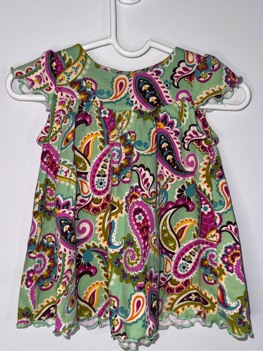 Vera Bradley Baby Paisley Floral Green Cotton Dress 3-6 Months